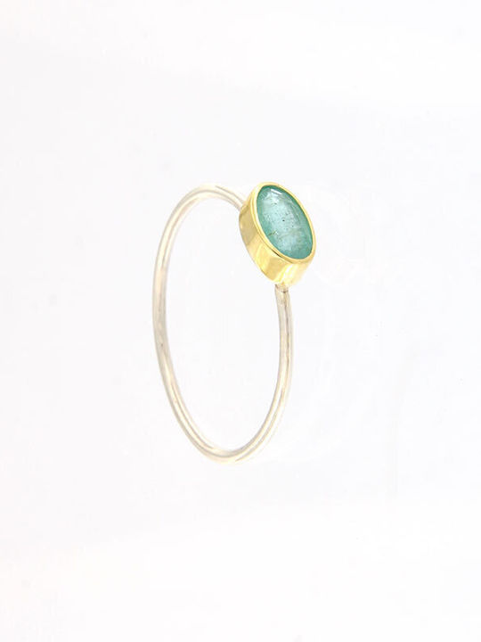 Ios Women's Ring with Stones Silver Gold Plated