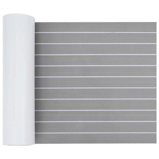 Boat Mat Striped Light Gray White 240 x 60 Cm Eva 42046775 Brown