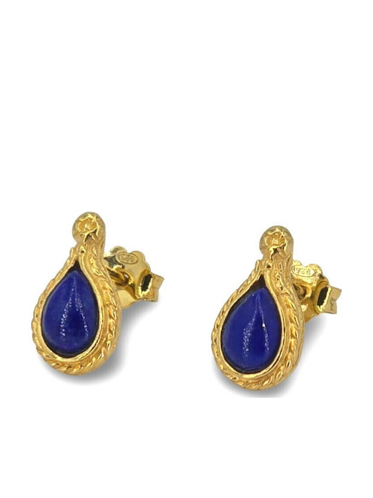 Silver Gold Plated Stud Earrings with Stones