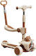 Kinderroller Klappbar 3-Rad mit Sitz für 3+ Jahre Braun