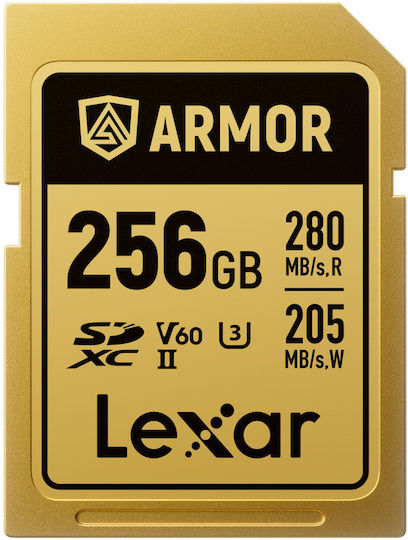 Lexar Armor Gold Карта Памет Lsdamgl256g-rnnng 256GB SDXC UHS-II U3 V60 Неръждаема Стомана IP68