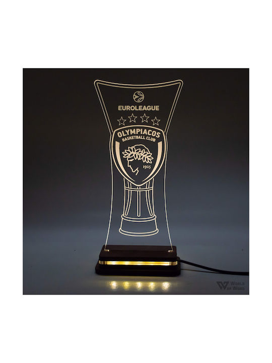 World of Wood Decorative Table Lamp Olympiacos Euroleague Cup LED 23x12cm