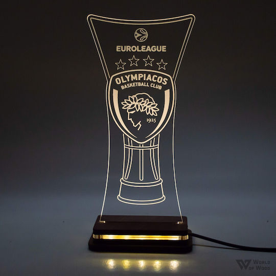 World of Wood Decorative Table Lamp Olympiacos Euroleague Cup LED 23x12cm