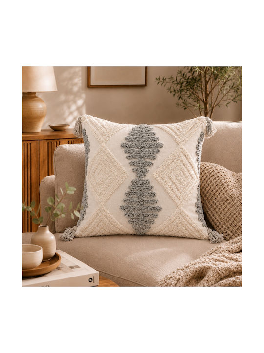 My Home Luxury Decorative Pillow Case Ecru/Grey 45x45cm