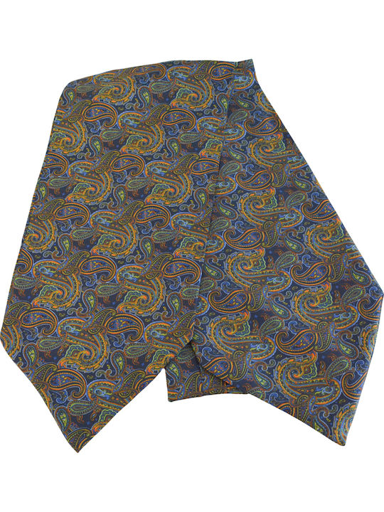 Ascot Ανδρική Γραβάτα Μεταξωτή με Σχέδια σε Navy Μπλε Χρώμα