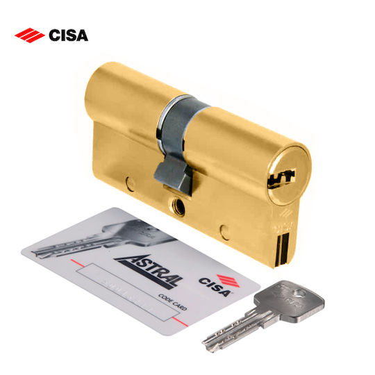 Cisa Security Lock Cylinder Astral-s 71mm (28-43) with 5 Keys Gold