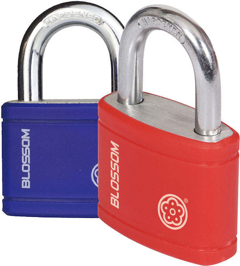 Blossom Padlock Brass with Key Red
