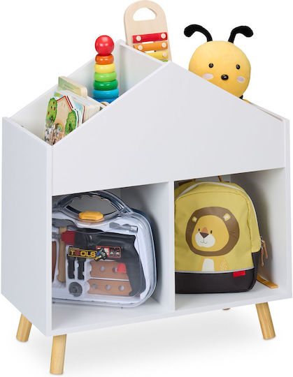 Relaxdays White Wooden Toy Organizer 67x60x30cm