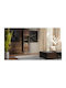 Boden Wohnzimmer Vitrine aus Spanplatte mit Verglast Schwarz 53x40x182cm