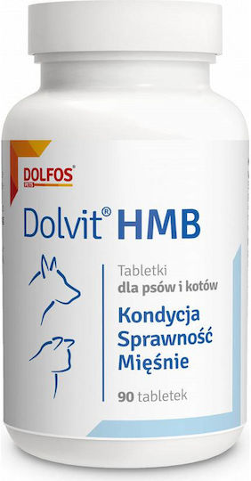 Dolfos Dolvit HMB Supliment Nutrițional Pentru Câini și Pisici Sub Formă de Tablete 90 Tabs Pentru Gestionarea Anxietății și a Stresului