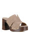 Suede Mules With High Heel In Brown Colour