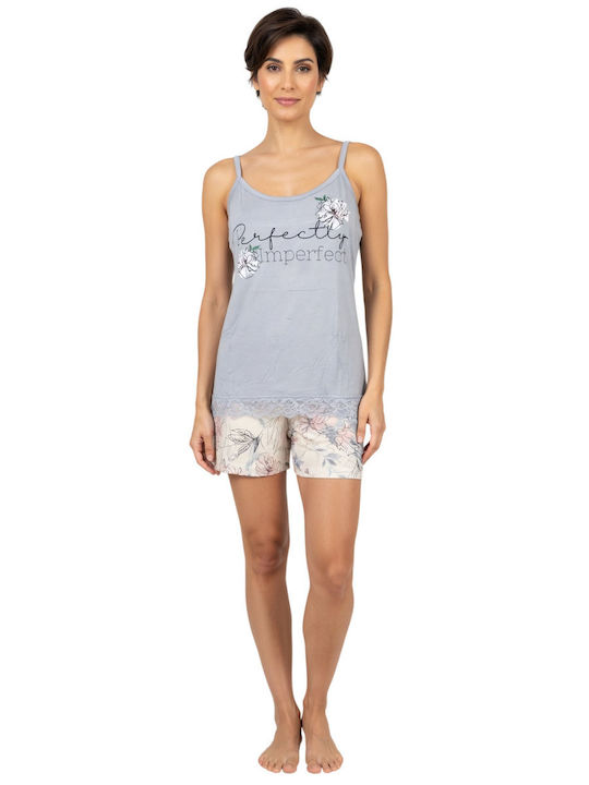 Modalove Sommerliches Damen-Pyjama-Set Grau