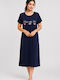 Cherry Summer Women's Nightgown Dark Blue