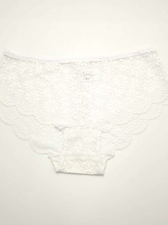 Topaki Women's Brief Slip With Lace White