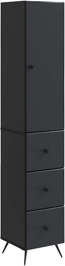 Wall Living Room Cabinet made of Wood and Metal Black 34.5x34.5x90cm