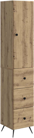 Wall Mounted Living Room Cabinet made of Wood and Metal Oak 34.5x34.5x90cm