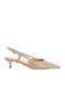 Leder Pumps mit Mittlerem Absatz in Beige