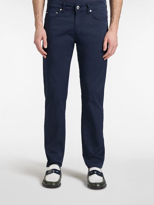 Pantaloni Elastic În Croială Slim Culoare Albastru Închis