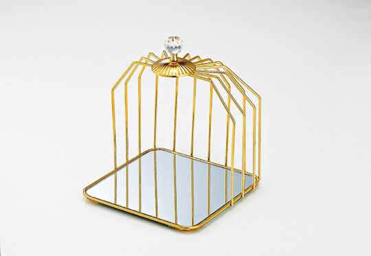 Decorative Metallic Square Tray with Mirror 22x22x39cm
