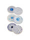 Patterned Ceramic Coasters with White Stand 10.3x10.3cm 6 Pieces