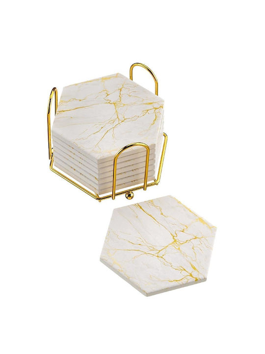 Untersetzer Keramik mit Gestell Gold 11x9,5cm 8 Stück