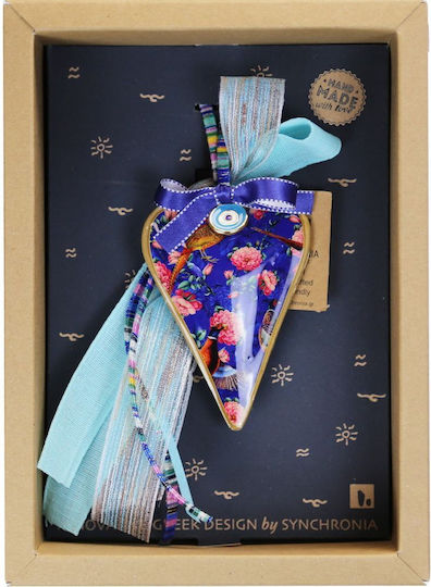 Neujahrs Glücksbringer Herz Floral Groß Blau