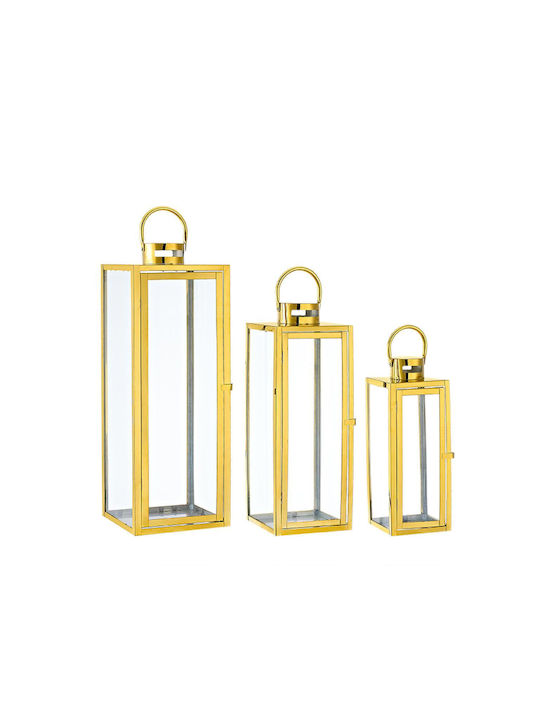 Decorative Metallic Gold Lanterns Set Of 3 Piec...