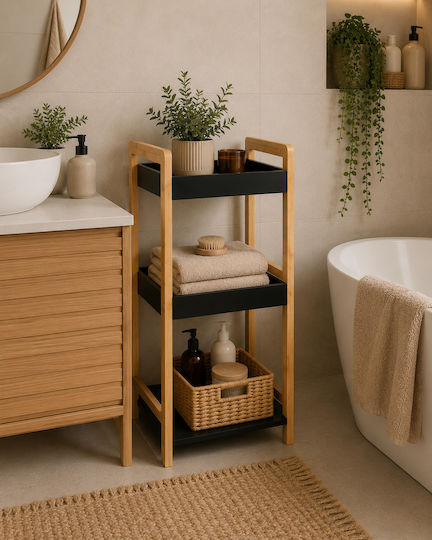 MRShome Дървен Кухненски Стелаж 3 Позиции Бежов DS-1145000