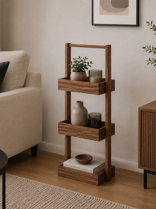 MRShome Кухненски Стелаж Дървен С 3 Позиции Кафяв 26x17x70см