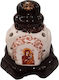 Ceramic Glazed Church Vigil Oil Lamp Dark Brown White 16cm Height 16cm Width