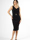 Sommer Midi Damenkleid Ärmellos Schwarze