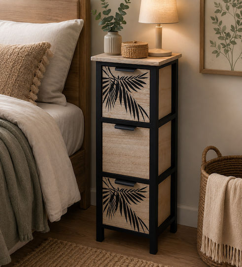 Wooden Storage Drawers with 3 Drawers L25xW25xH77cm