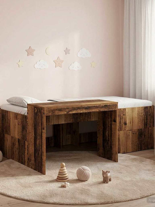 Classic Single Kids Bed with Desk Brown