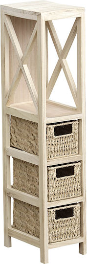 MRShome Floor Bathroom Shelf Wooden 17x24x82cm Beige