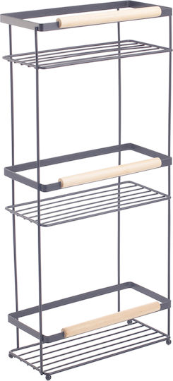 TnS Floor Bathroom Shelf Metallic with 3 Shelves 58x27x12cm Black