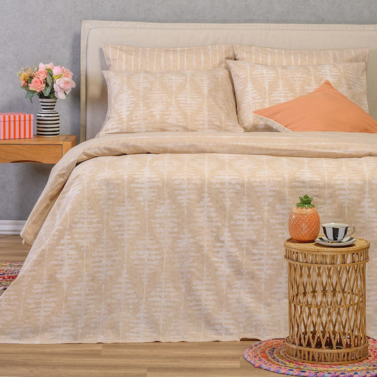 24home.gr Casual Подредба Чаршафи King Size 260x270см Бежови 4 Бройки
