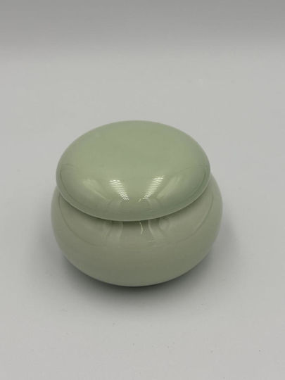 Porcelain Macaron Jewelry Box Green Glossy Medium 5.6x4