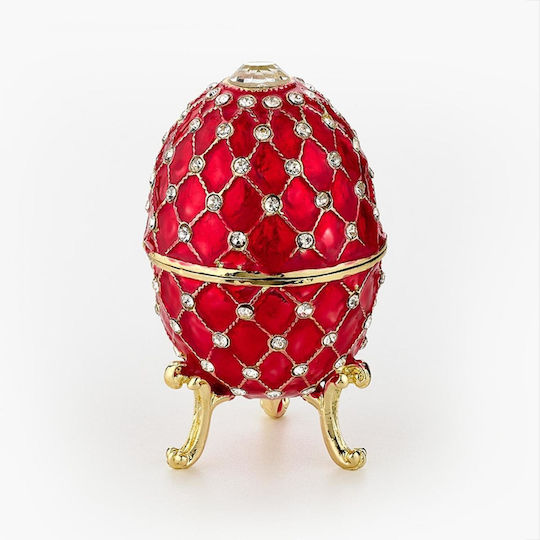 Cloisonne Кутия За Бижута Червено Яйце Тип Фаберже Ф5.5x10cm