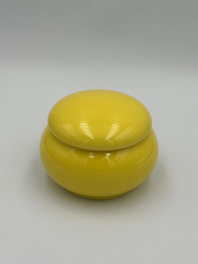 Porcelain Macaron Jewelry Box Yellow Glossy Large 6.2x4.5