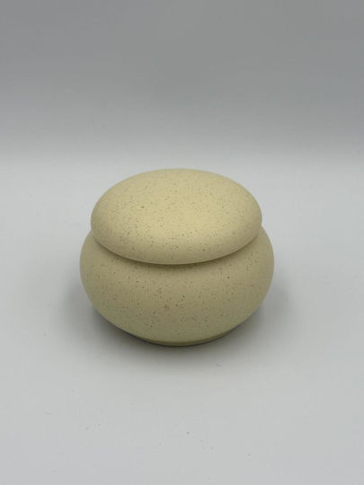 Porcelain Macaron Jewelry Box Light Yellow Speckled Matte Large 6.2x4.5