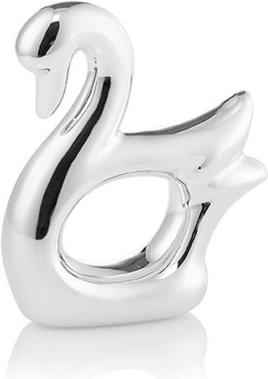 Bombonieră Ceramică Lebădă Argintie 7x9cm Set 12 Bucăți