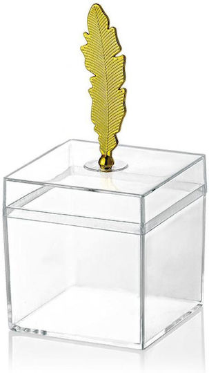 Wedding Favors Box Square Pvc Feather 6x6x11.5cm Per Set 12 Pieces