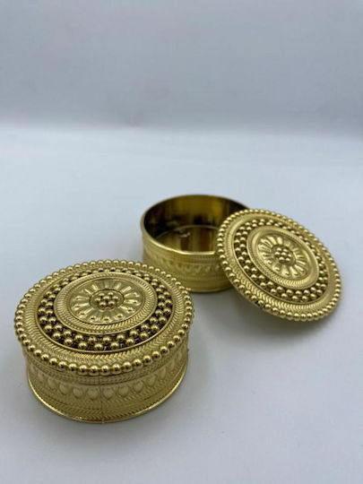 Wedding Favor Pvc Round Jewelry Box Gold 7cm Per Set 12 Pieces