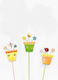 Metallic Flowerpot Stick 3 Designs 6x28 Per Set 12 Pieces