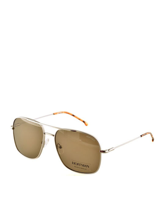 Hoffman Unisex Sunglasses with Silver Frame and Brown Lenses HF.008350