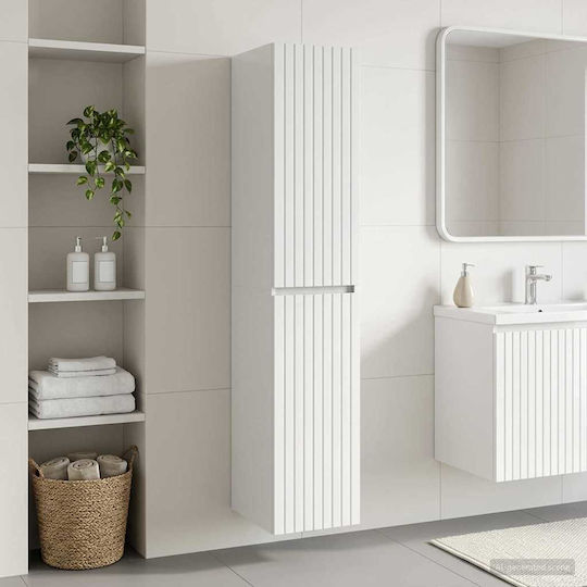 vidaXL Badezimmer-Säulenschrank Wandhängeschrank M33xB34.5xH160cm Weiß