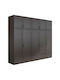 Fünf Türen Kleiderschrank mit Loft Dunkle Eiche 252x60x233cm