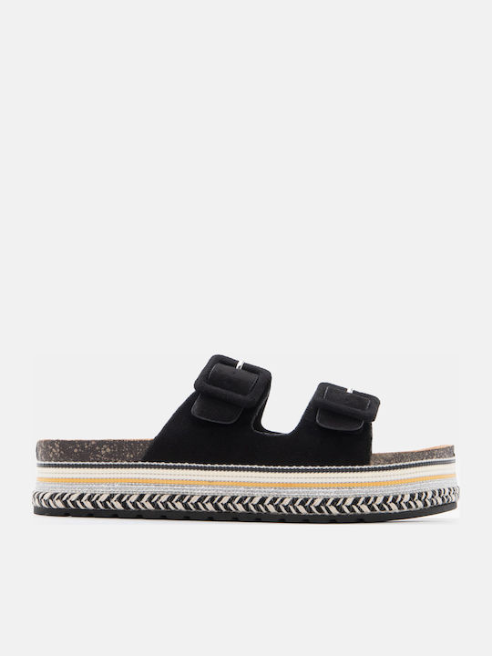 Luigi Γυναικεία Σανδάλια Flatforms Μαύρα