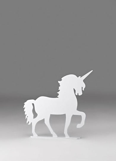Wooden Decorative White Unicorn 40x40cm