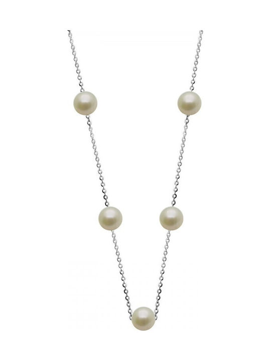 Atofio Kosmima Necklace in 14K White Gold with Pearls